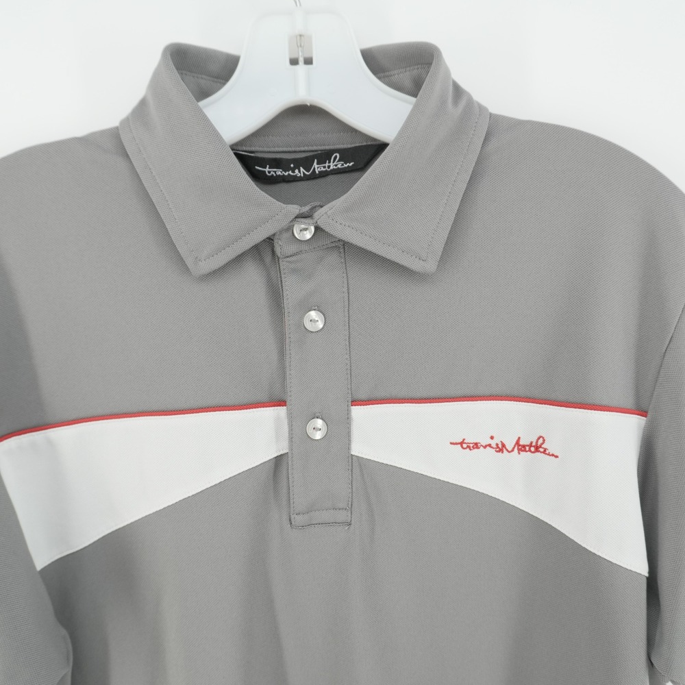 TravisMathew Polo Shirt Mens Medium Gray Colorblock Short Sleeve Golf Top